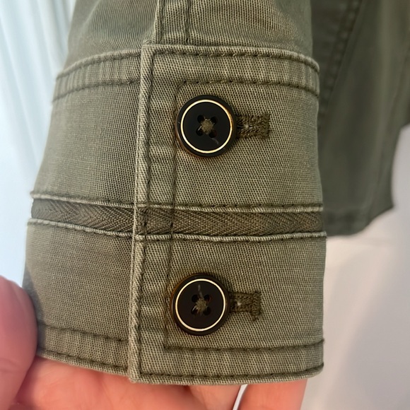 White House Black Market Green Army Style Jacket Size 4 - Picture 4 of 6
